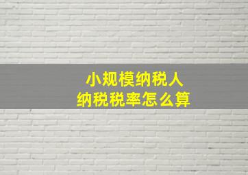 小规模纳税人纳税税率怎么算