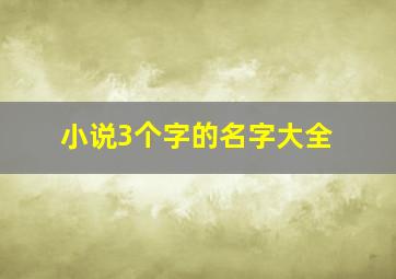 小说3个字的名字大全