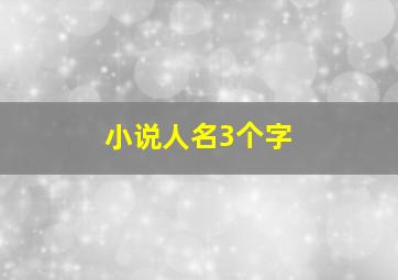 小说人名3个字