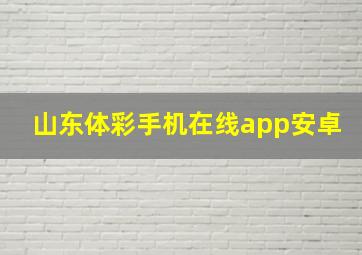 山东体彩手机在线app安卓