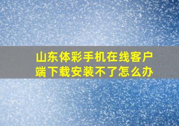 山东体彩手机在线客户端下载安装不了怎么办