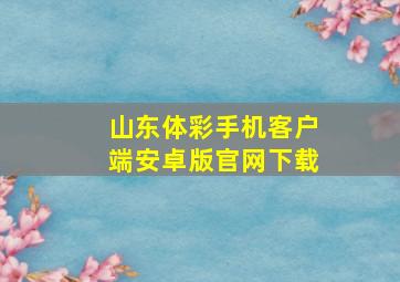 山东体彩手机客户端安卓版官网下载