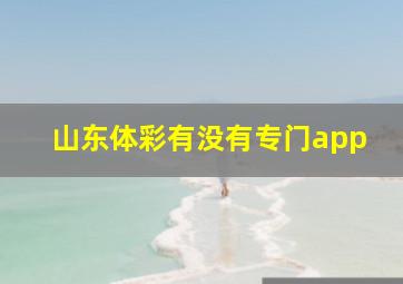 山东体彩有没有专门app