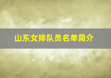 山东女排队员名单简介