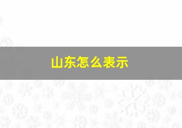 山东怎么表示