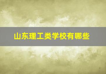 山东理工类学校有哪些