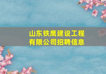 山东铁鹰建设工程有限公司招聘信息