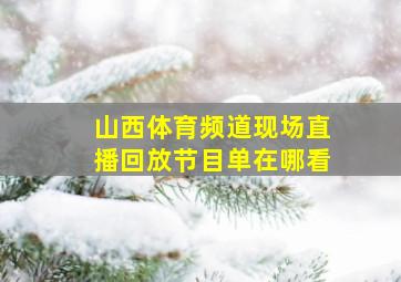 山西体育频道现场直播回放节目单在哪看