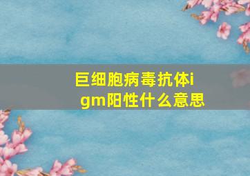 巨细胞病毒抗体igm阳性什么意思