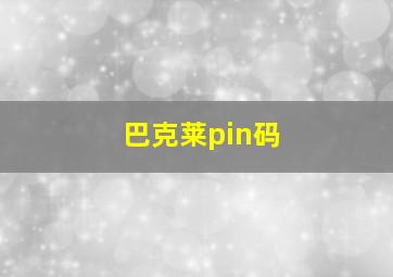 巴克莱pin码