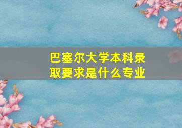 巴塞尔大学本科录取要求是什么专业