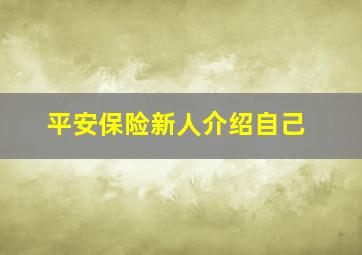 平安保险新人介绍自己