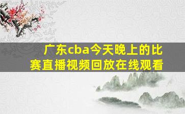 广东cba今天晚上的比赛直播视频回放在线观看