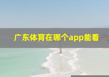 广东体育在哪个app能看