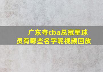 广东夺cba总冠军球员有哪些名字呢视频回放