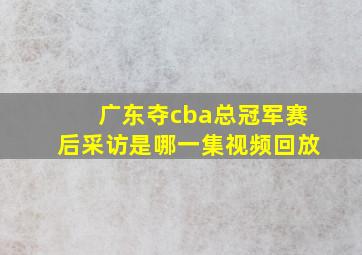 广东夺cba总冠军赛后采访是哪一集视频回放