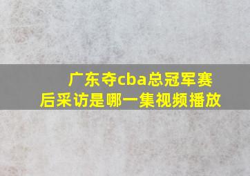 广东夺cba总冠军赛后采访是哪一集视频播放