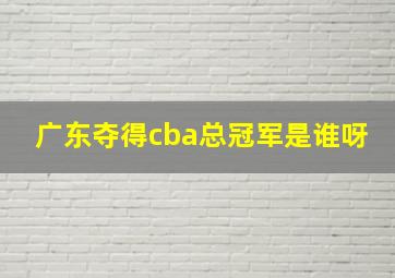 广东夺得cba总冠军是谁呀