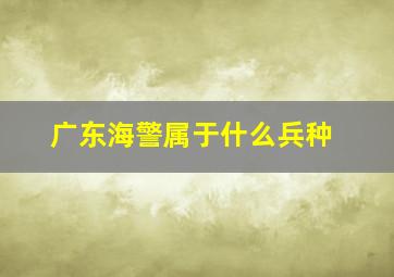 广东海警属于什么兵种