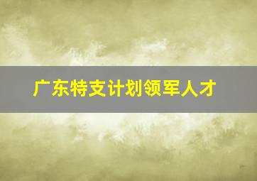 广东特支计划领军人才