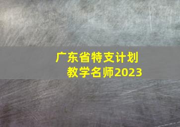 广东省特支计划教学名师2023