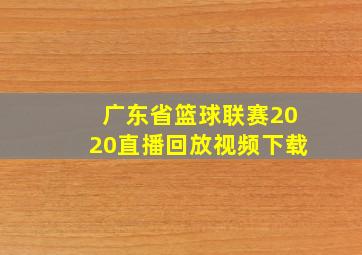 广东省篮球联赛2020直播回放视频下载