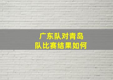 广东队对青岛队比赛结果如何