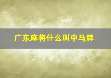 广东麻将什么叫中马牌