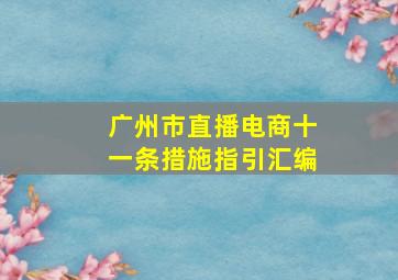 广州市直播电商十一条措施指引汇编