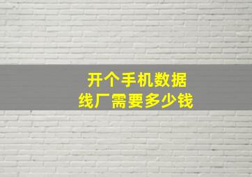 开个手机数据线厂需要多少钱