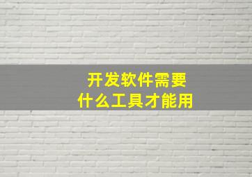 开发软件需要什么工具才能用