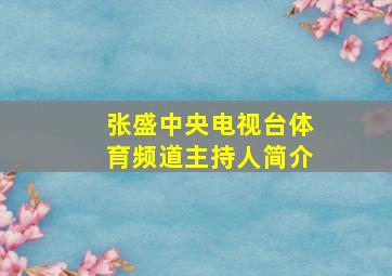 张盛中央电视台体育频道主持人简介