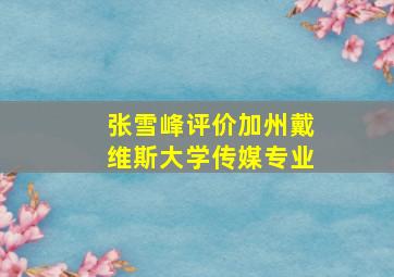 张雪峰评价加州戴维斯大学传媒专业