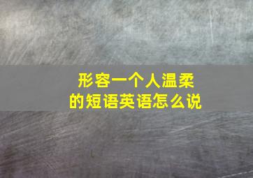 形容一个人温柔的短语英语怎么说