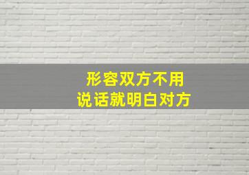 形容双方不用说话就明白对方