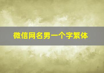 微信网名男一个字繁体