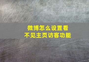 微博怎么设置看不见主页访客功能