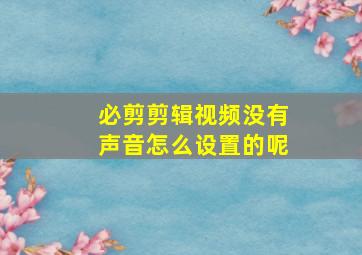 必剪剪辑视频没有声音怎么设置的呢