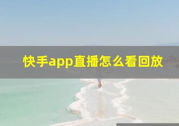 快手app直播怎么看回放