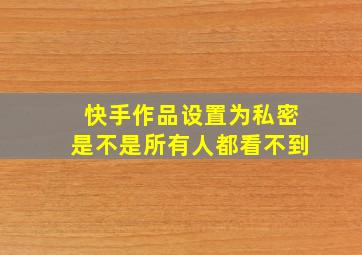 快手作品设置为私密是不是所有人都看不到