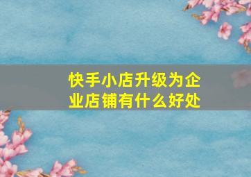 快手小店升级为企业店铺有什么好处