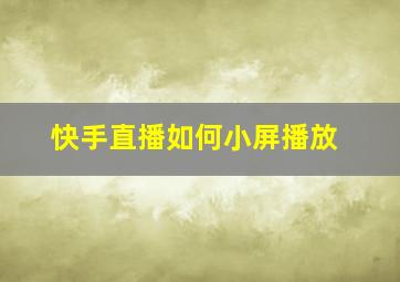 快手直播如何小屏播放