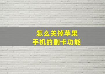 怎么关掉苹果手机的副卡功能