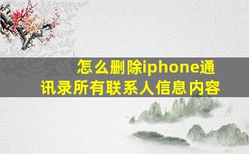 怎么删除iphone通讯录所有联系人信息内容