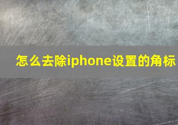 怎么去除iphone设置的角标