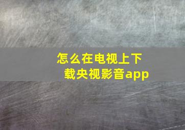 怎么在电视上下载央视影音app