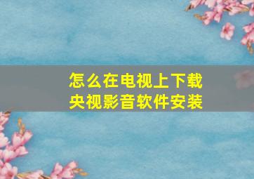 怎么在电视上下载央视影音软件安装