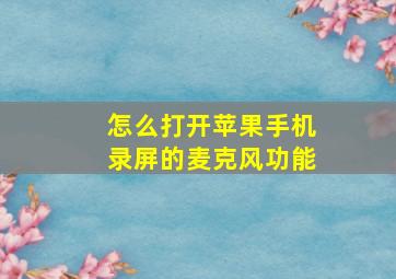 怎么打开苹果手机录屏的麦克风功能