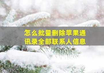 怎么批量删除苹果通讯录全部联系人信息