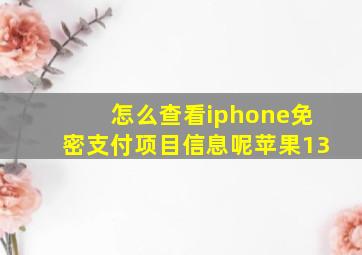 怎么查看iphone免密支付项目信息呢苹果13